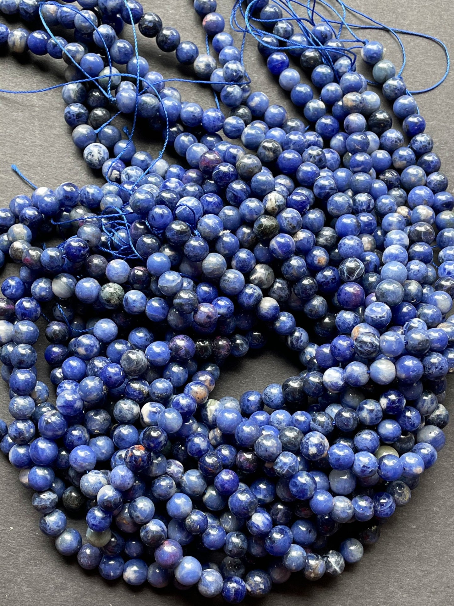 AA Natural Sodalite Gemstone Bead 6mm 8mm 10mm 12mm Smooth Round Bead, Beautiful Royal Blue Color Sodalite Gemstone Beads, Full Strand 15.5"