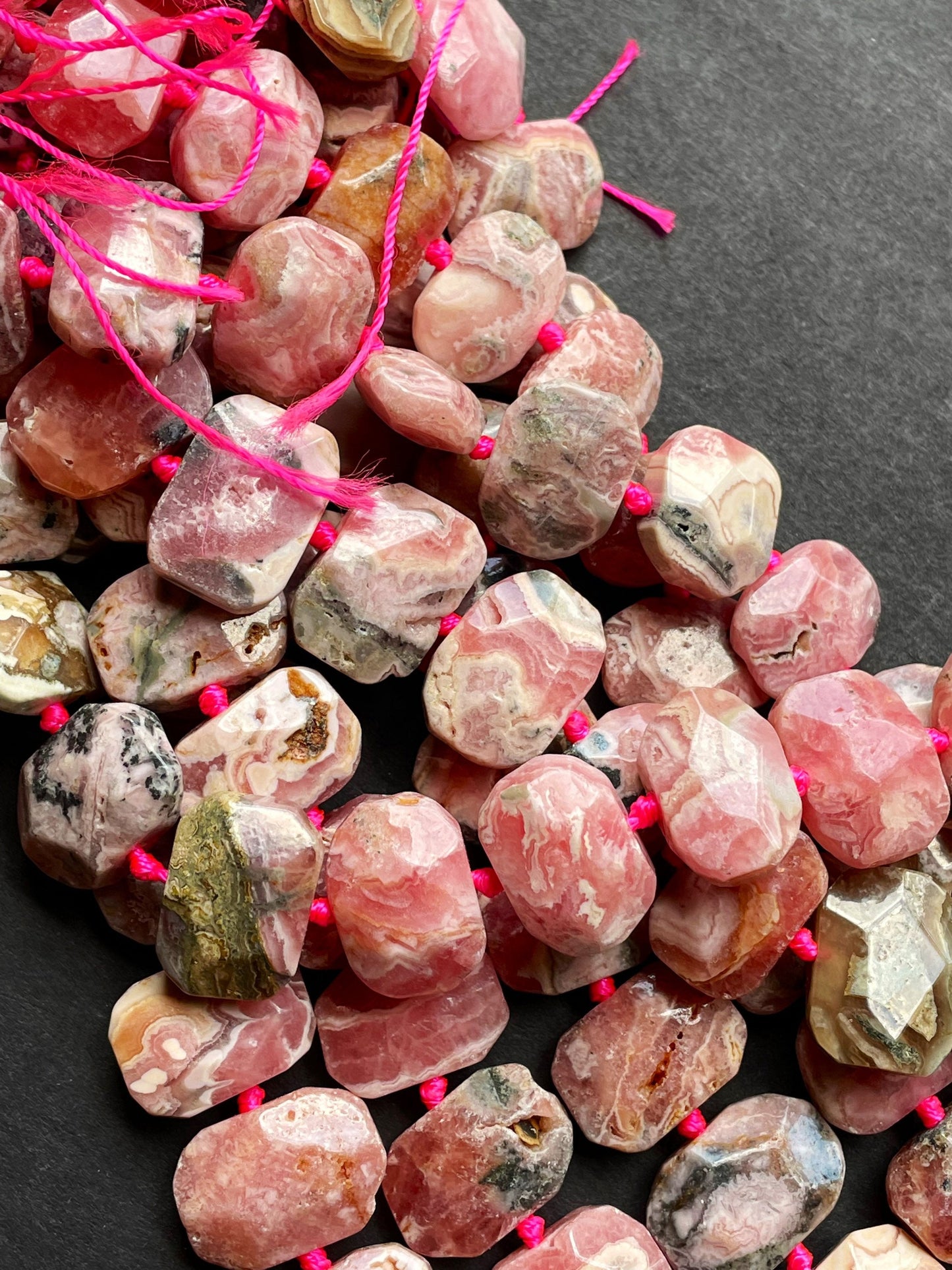 AA Natural Rhodochrosite Gemstone Bead Faceted 14x16mm Rectangle Shape, Gorgeous Natural Pink Color Rhodochrosite Gemstone Bead