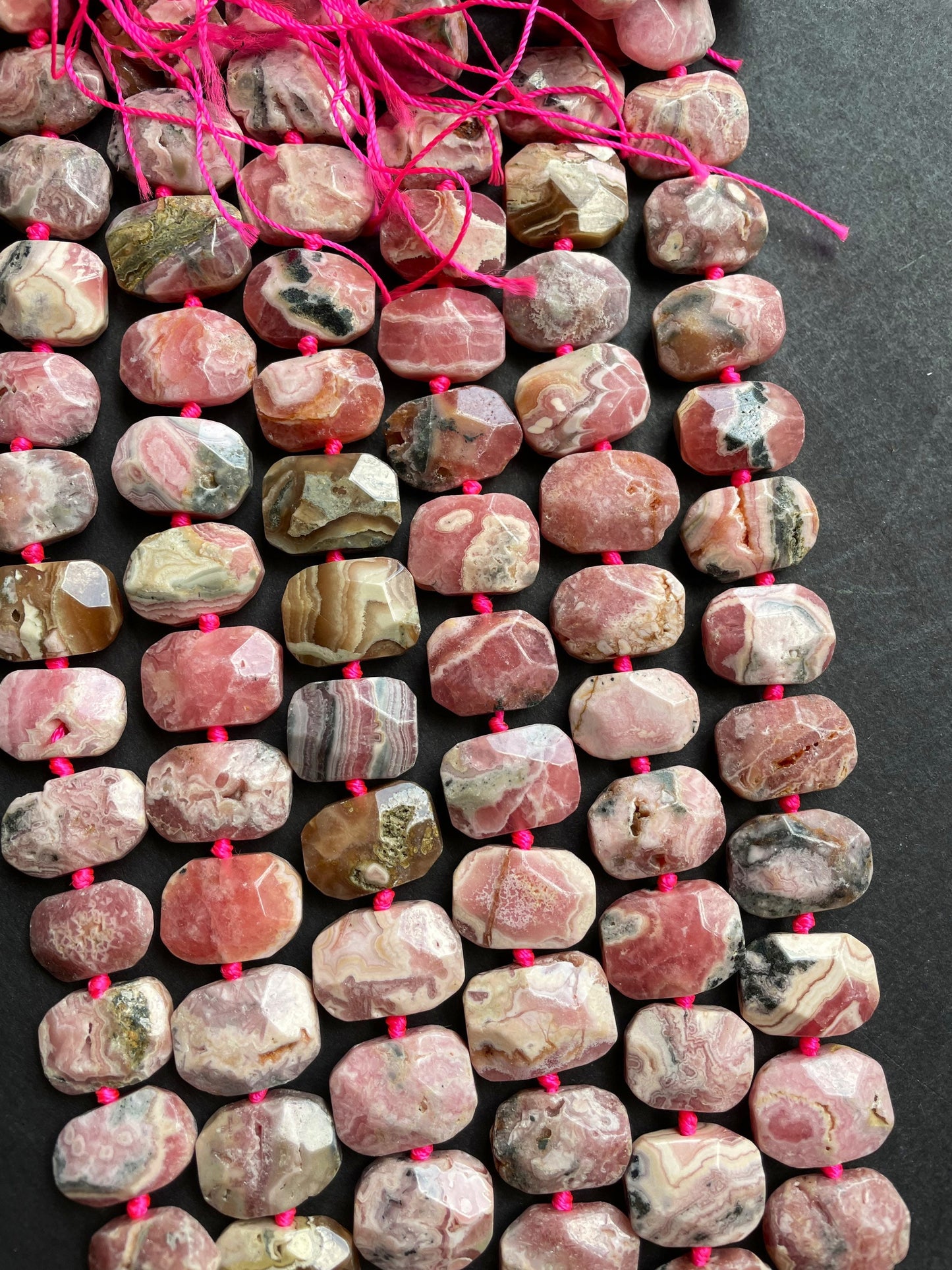 AA Natural Rhodochrosite Gemstone Bead Faceted 14x16mm Rectangle Shape, Gorgeous Natural Pink Color Rhodochrosite Gemstone Bead