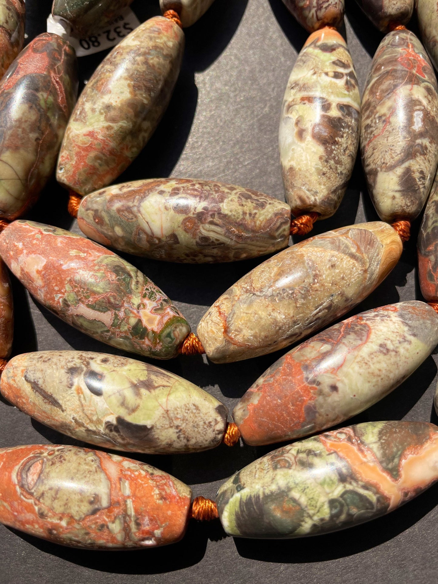 AAA Natural Mushroom Jasper Gemstone Bead 15x55mm Barrel Shape Bead, Gorgeous Natural Brown Orange Color Mushroom Jasper Gemstone Bead, Full Strand 15.5"