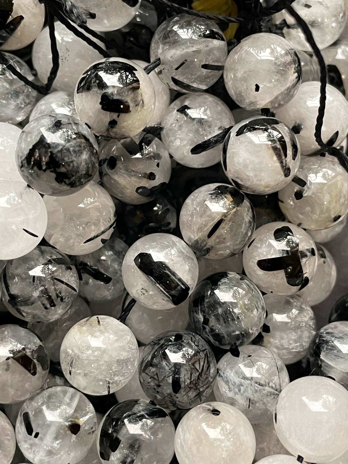 AAA Natural Rutilated Quartz Gemstone Bead 4mm 6mm 8mm 10mm 12mm Round Bead, Beautiful Clear Black Rutilated Quartz Gemstone Beads