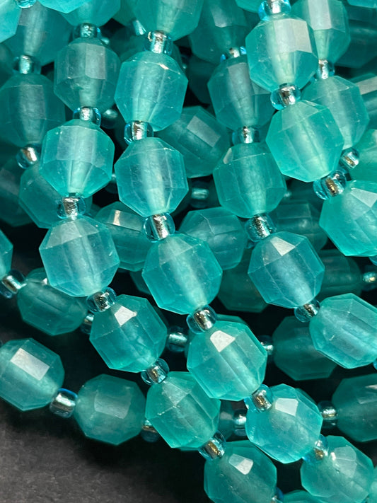 AAA Natural Amazonite Gemstone Bead Faceted 10mm Diamond Cut Shape Bead, Gorgeous Blue Amazonite Gemstone Bead