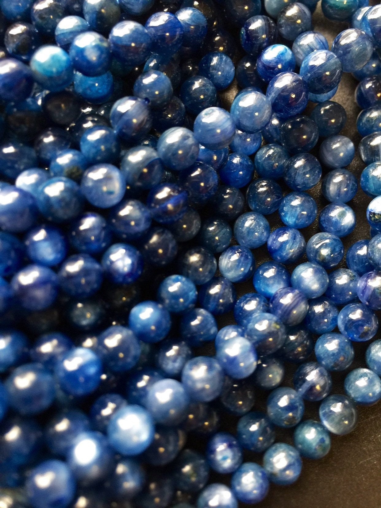 AAA Natural Kyanite 4mm 6mm 8mm 10mm 12mm Round Bead, Beautiful Natural Blue Color Kyanite Gemstone Bead