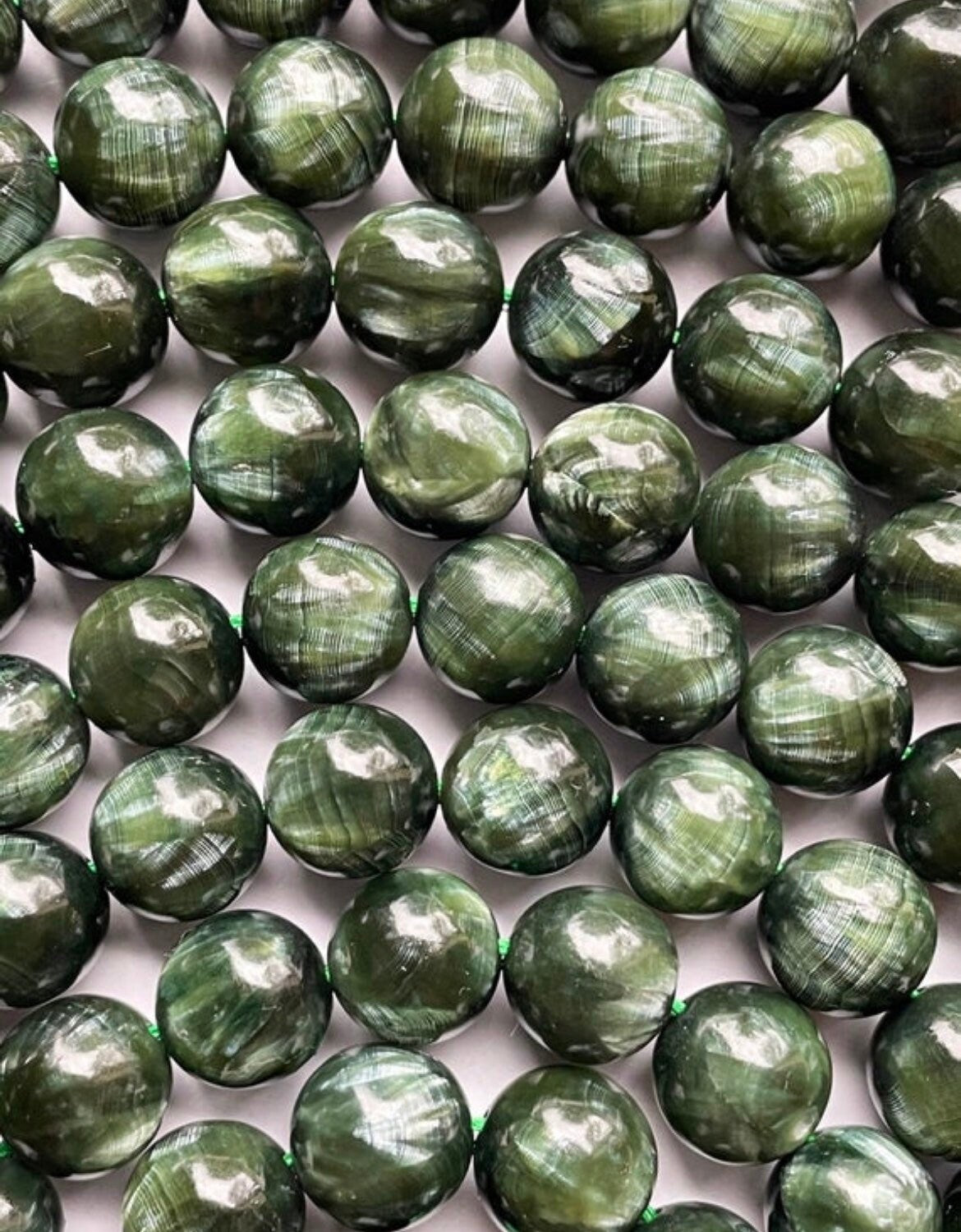 AAA Natural Seraphinite Gemstone Bead 6mm 8mm 10mm 12mm 13mm Round Bead, Gorgeous Natural Deep Green Color Seraphinite Beads, Excellent High Quality 15.5"