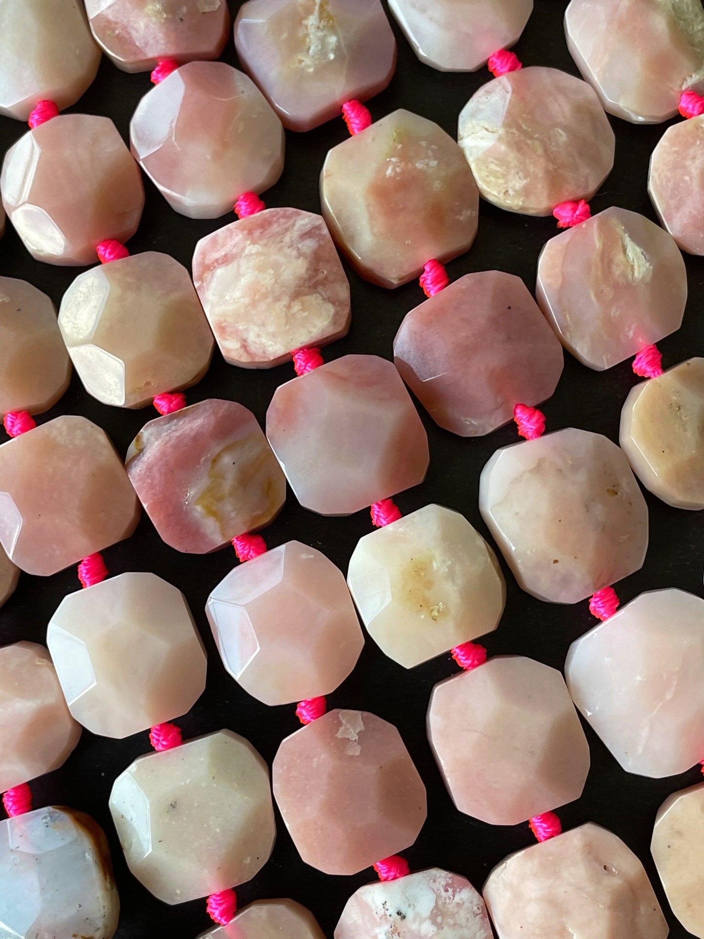 AAA Natural Pink Opal Gemstone Bead Faceted 15mm Square Shape Bead, Beautiful Pink Color Opal Gemstone Bead