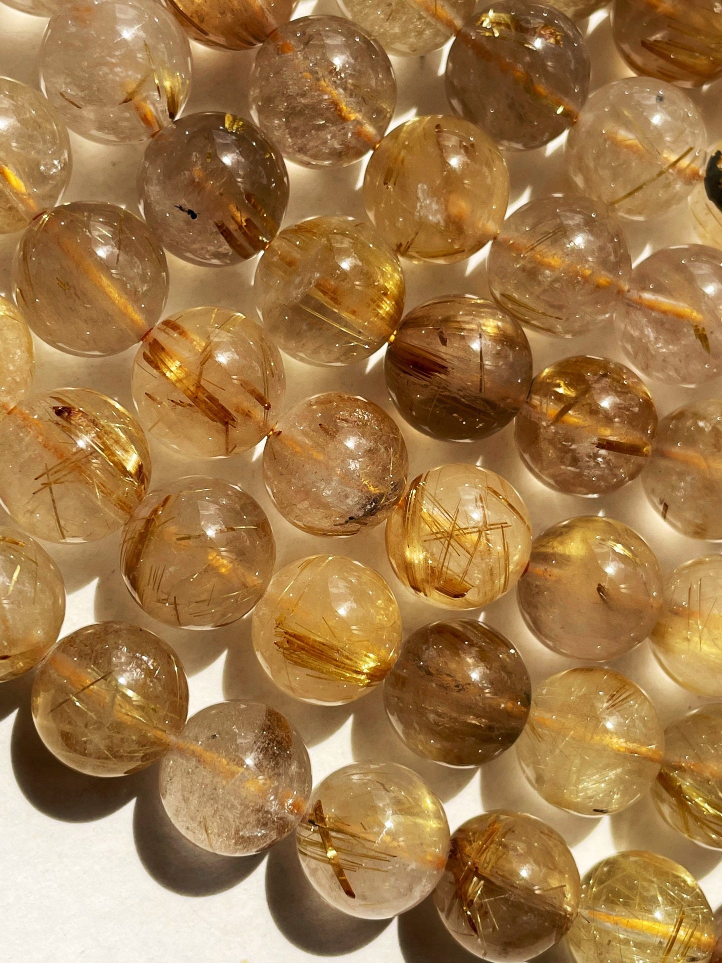 AAA Excellent Quality Gold Rutilated Quartz Gemstone Bead 4mm 6mm 8mm 10mm Round Bead, Beautiful Quartz with Gold Rutilated Hairs