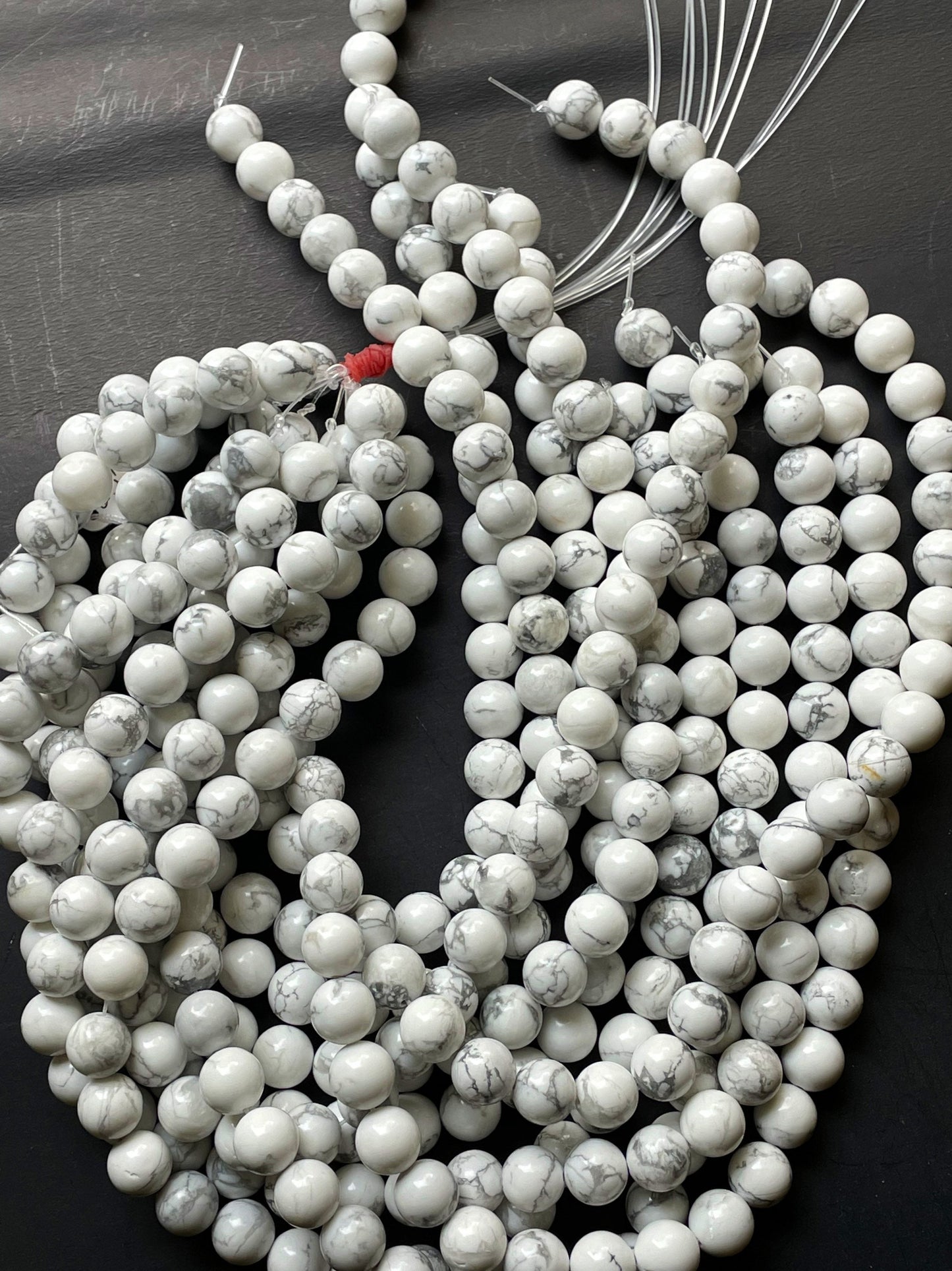 AAA Natural White Howlite Turquoise Gemstone Bead 6mm 8mm 10mm 12mm Round Beads, Beautiful White Gray Color Turquoise Gemstone