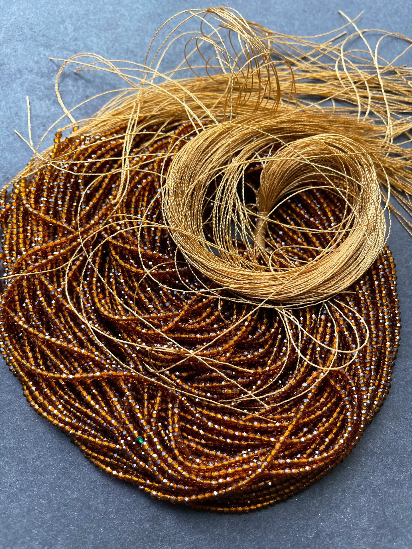 Chinese Crystal Glass Beads 2mm Faceted Round Bead, Gorgeous Amber Brown Color Crystal Glass Beads 14.4" Strand