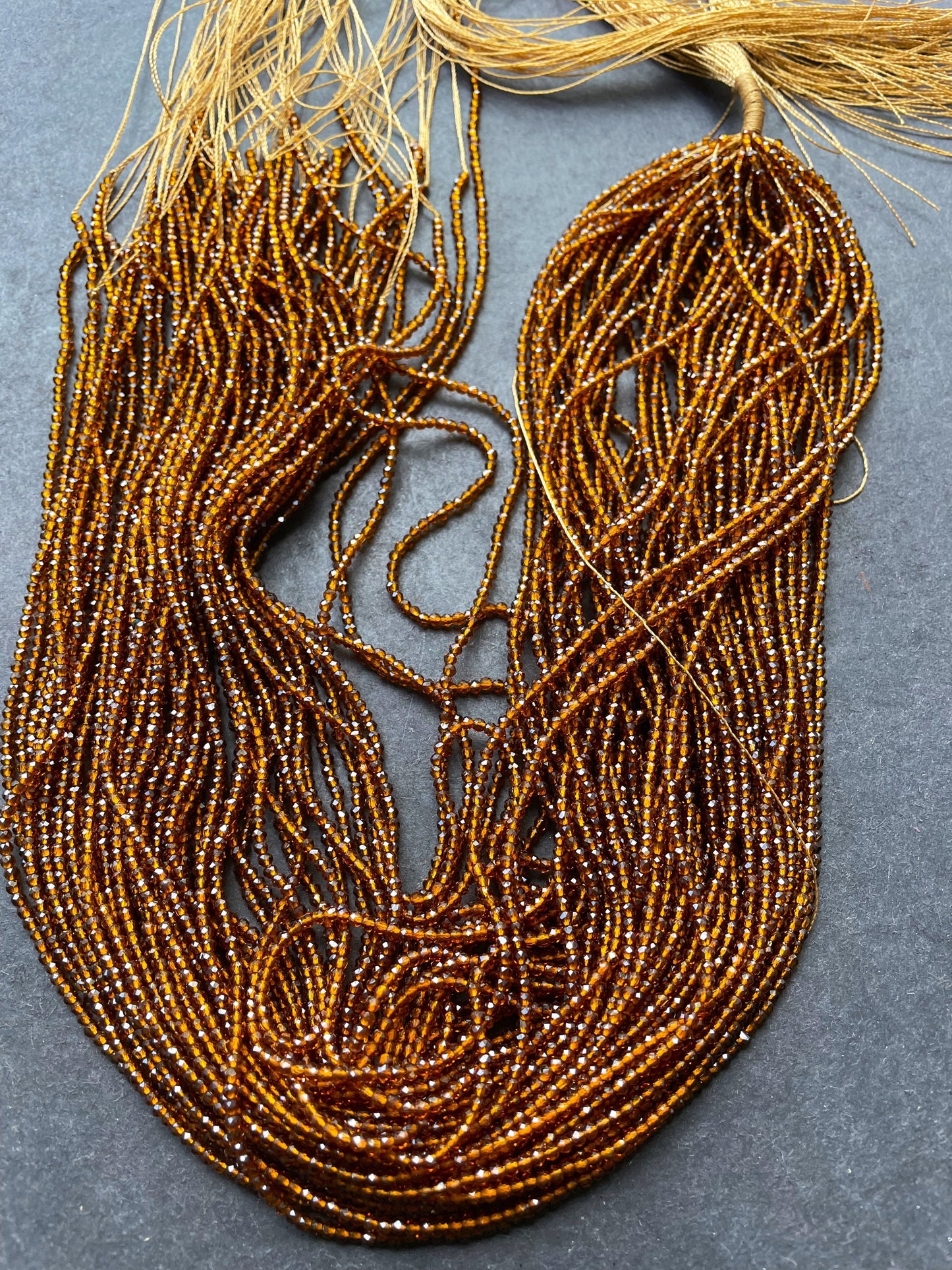Chinese Crystal Glass Beads 2mm Faceted Round Bead, Gorgeous Amber Brown Color Crystal Glass Beads 14.4" Strand