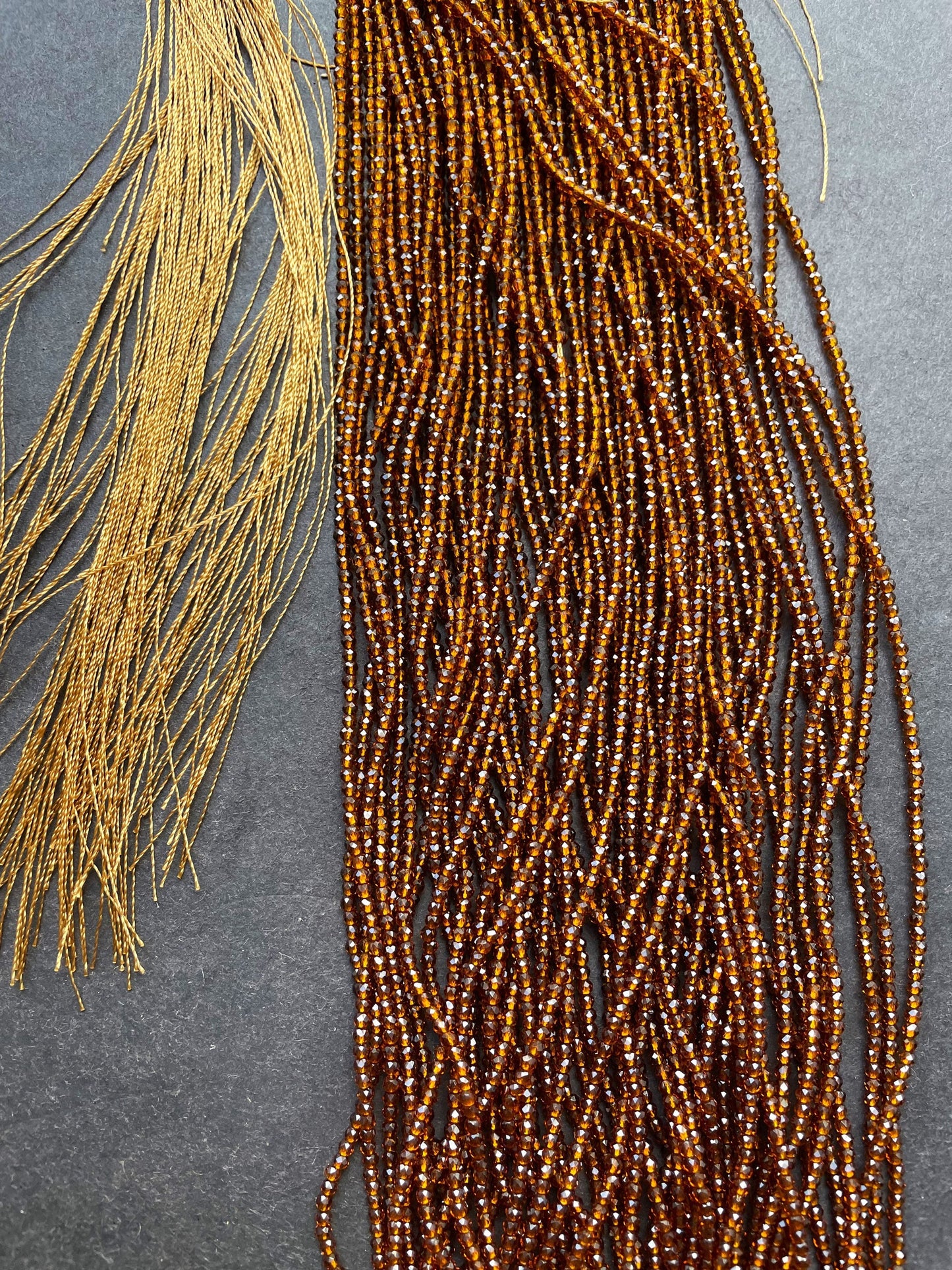 Chinese Crystal Glass Beads 2mm Faceted Round Bead, Gorgeous Amber Brown Color Crystal Glass Beads 14.4" Strand