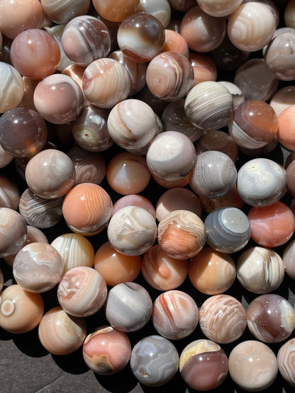 AAA Natural Pink Botswana Gemstone Bead 6mm 8mm 10mm Round Beads, Beautiful Pink Gray Color Botswana Agate Gemstone Bead