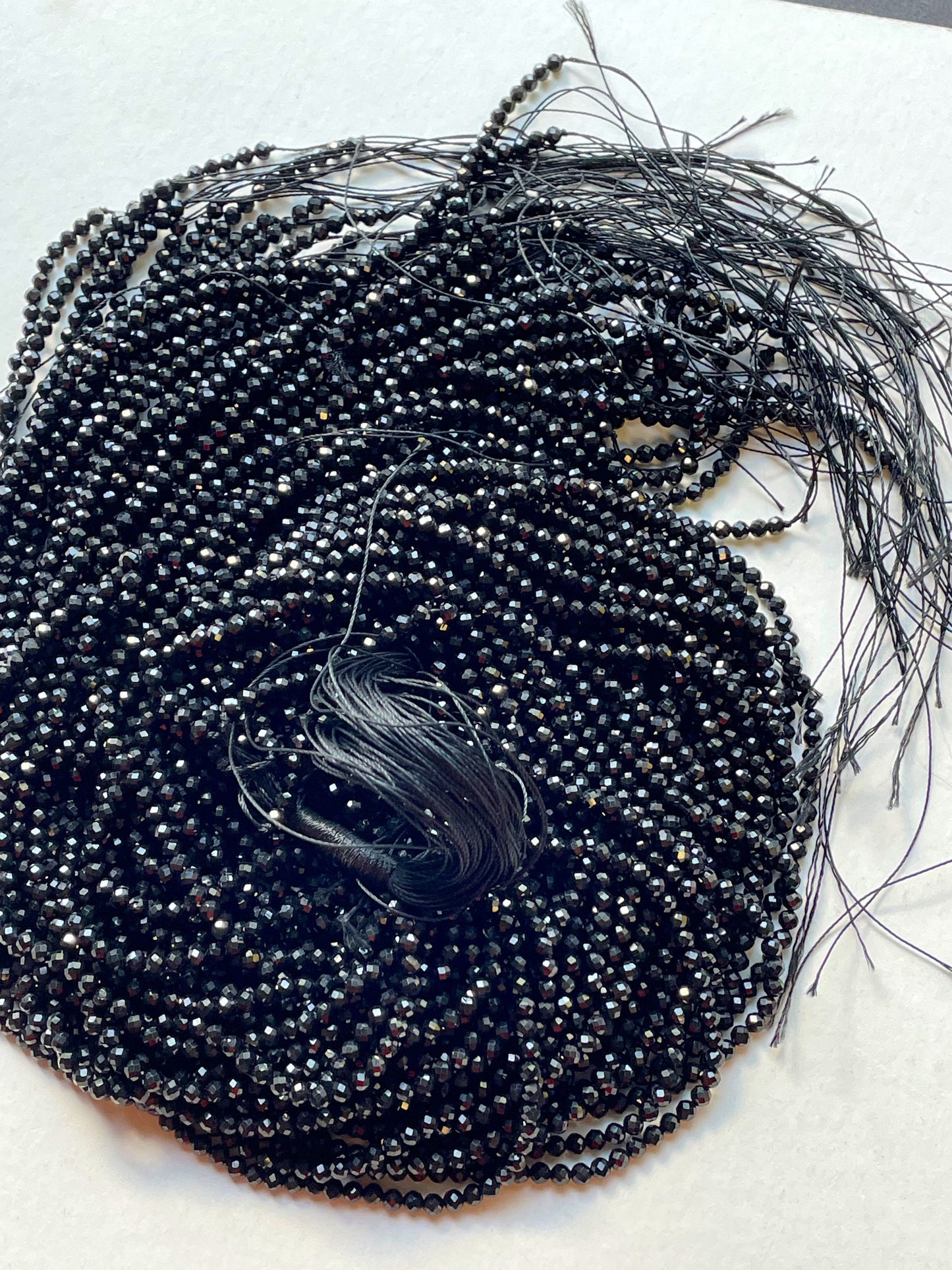 AAA Natural Spinel Gemstone Bead Faceted 2mm Round Bead, Natural Black Spinel Gemstone High Quality 15.5"