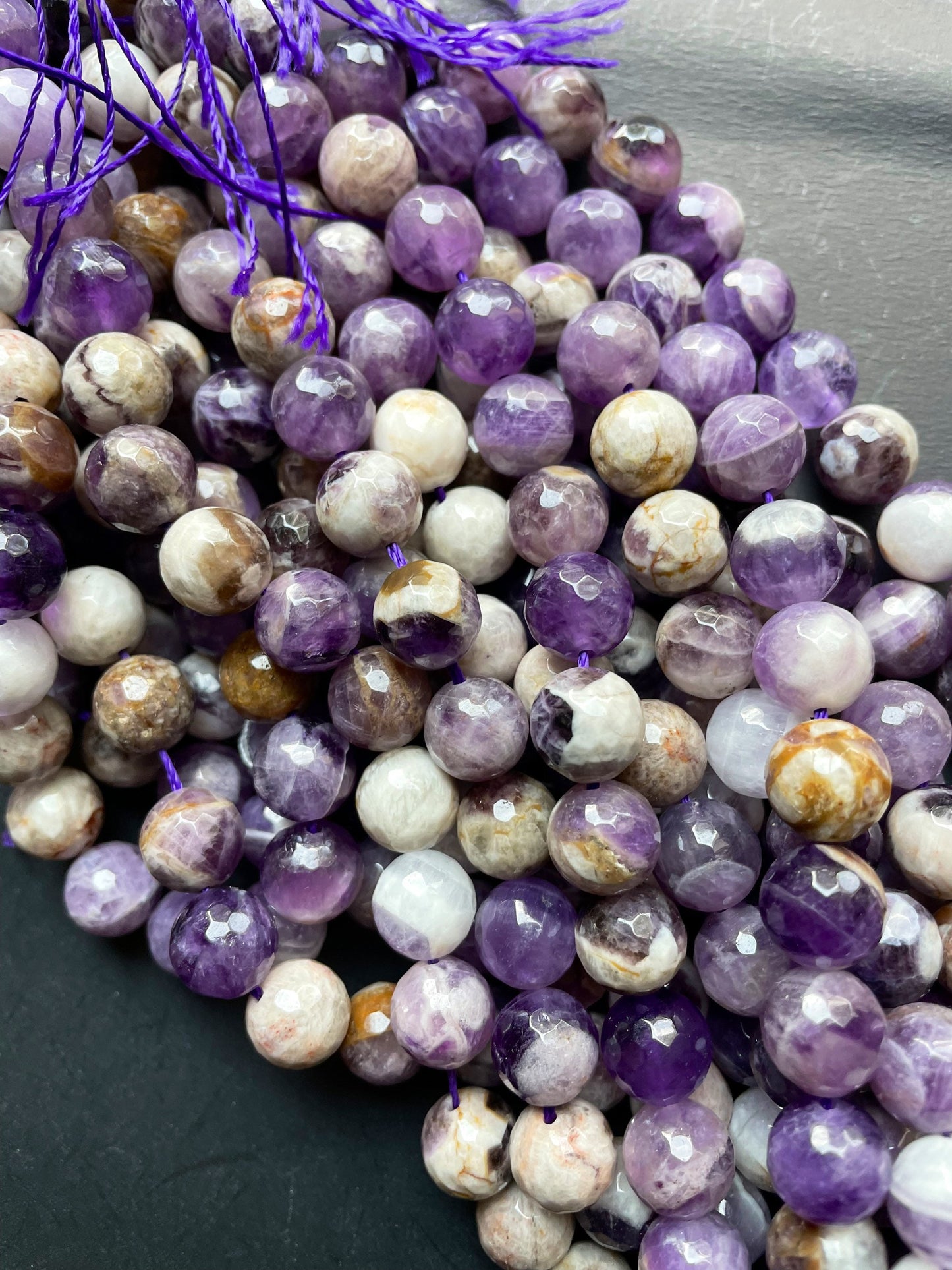 AAA Natural Flower Amethyst Gemstone Bead 6mm 8mm 10mm 12mm Round Beads, Gorgeous Natural Purple Color Amethyst Bead, Full Strand 15.5"