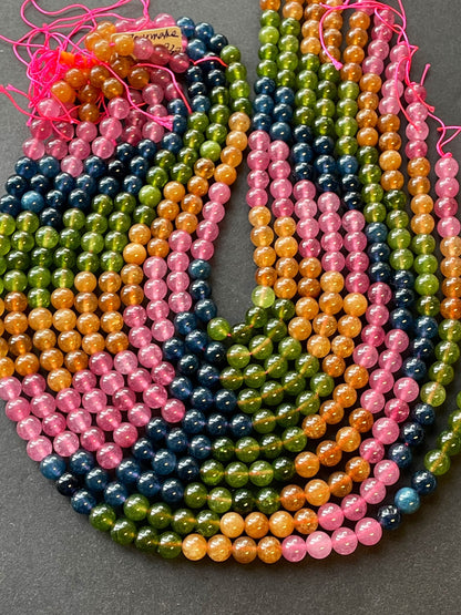 Natural Multi Tourmaline Gemstone Bead 6mm 8mm 10mm Round Beads, Beautiful Multicolor Tourmaline Gemstone Beads