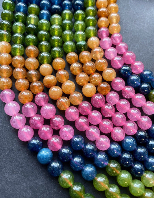 Natural Multi Tourmaline Gemstone Bead 6mm 8mm 10mm Round Beads, Beautiful Multicolor Tourmaline Gemstone Beads