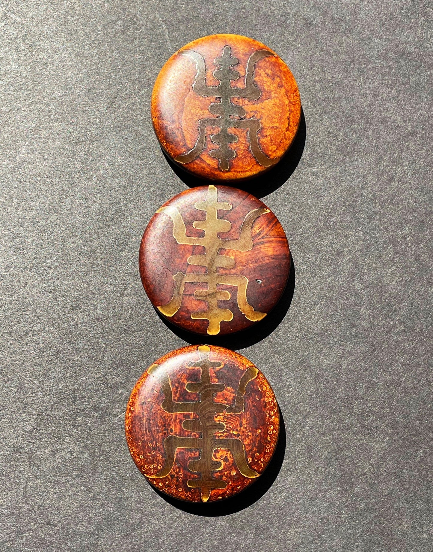 Natural Tibetan Gemstone Bead 40mm Coin Shape, Brown Color Tibetan LOOSE BEADS