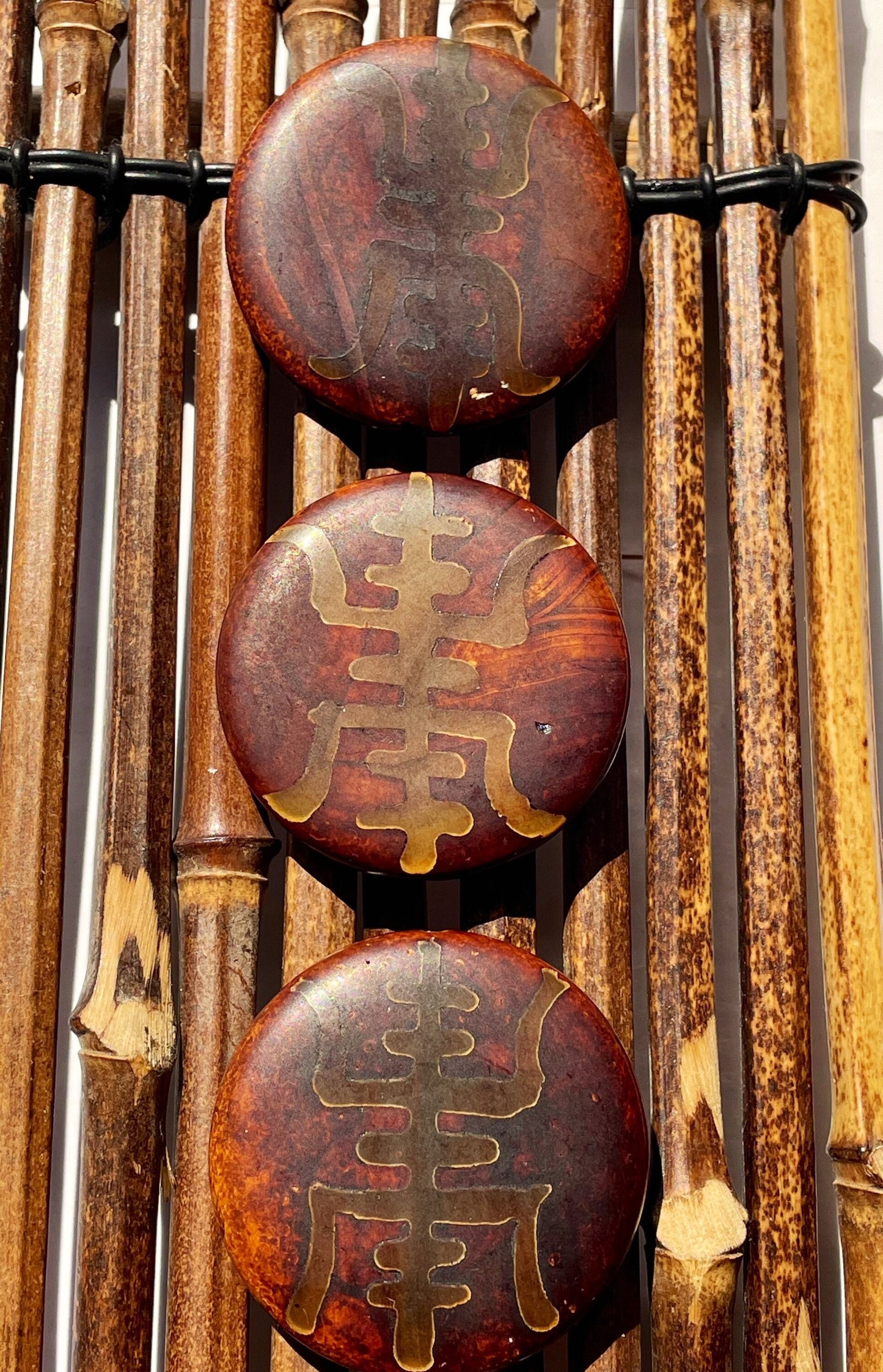 Natural Tibetan Gemstone Bead 40mm Coin Shape, Brown Color Tibetan LOOSE BEADS