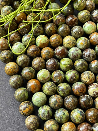 AAA Natural Green Opal Gemstone Bead 6mm 8mm 10mm Round Beads, Beautiful Green Brown Color Opal Gemstone Beads 15.5"