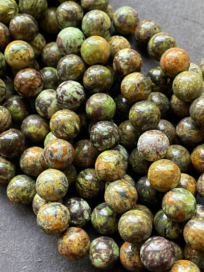 AAA Natural Green Opal Gemstone Bead 6mm 8mm 10mm Round Beads, Beautiful Green Brown Color Opal Gemstone Beads 15.5"