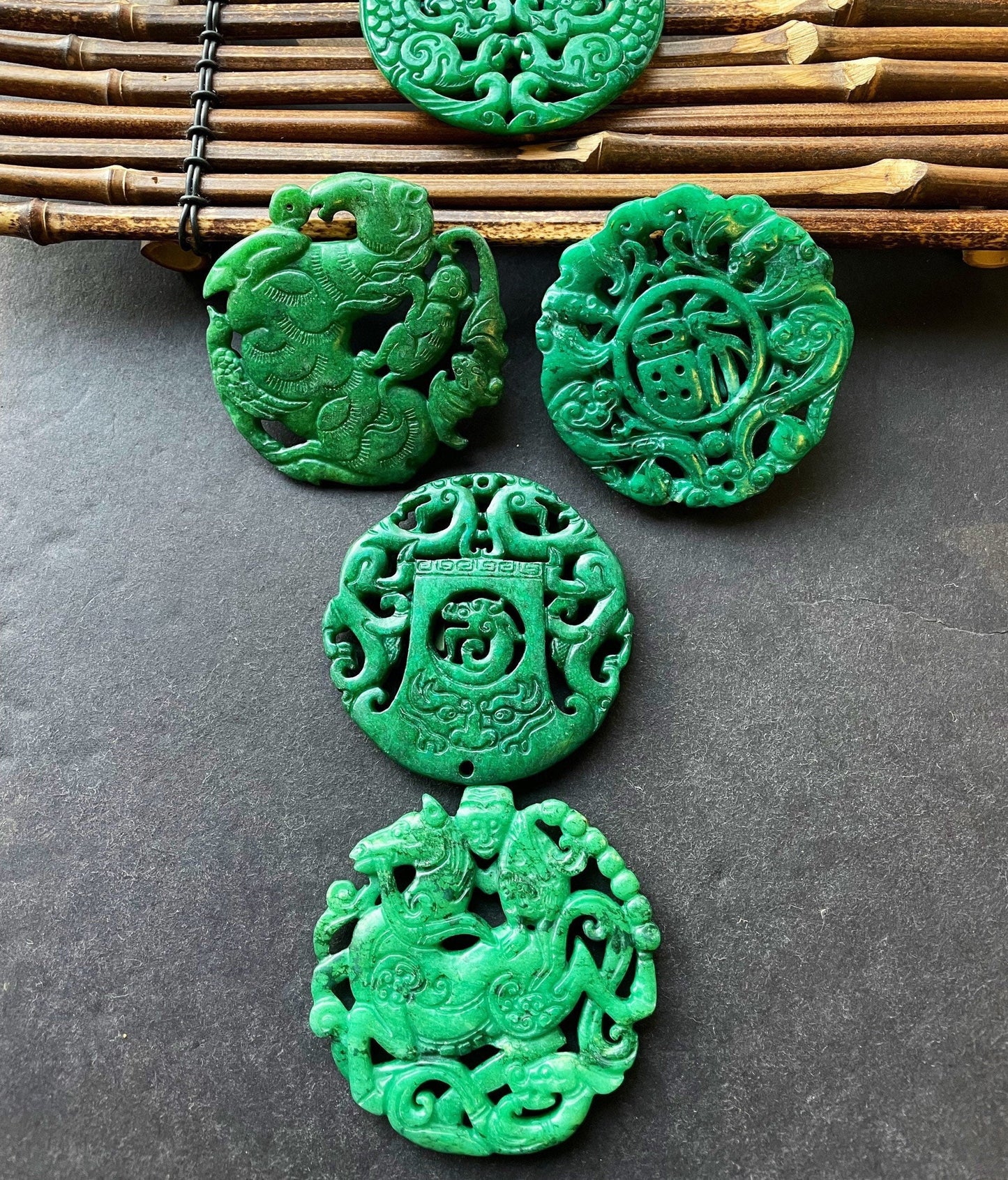 AAA Natural Green Jade Hand Carved Pendant, Beautiful Unique Designs Jade Pendant