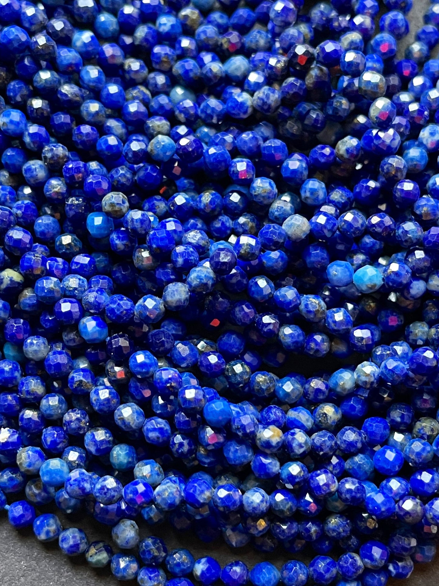 AAA Natural Lapis Lazuli Gemstone Bead Faceted 2mm Round Beads, Gorgeous Natural Royal Blue Color Lapis Lazuli Gemstone Beads