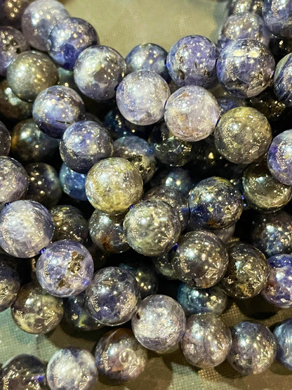 Natural Iolite Gemstone Bead 4mm 6mm 8mm 10mm Round Bead, Gorgeous Dark Blue Gray Color Iolite Beads, Full Strand 15.5"