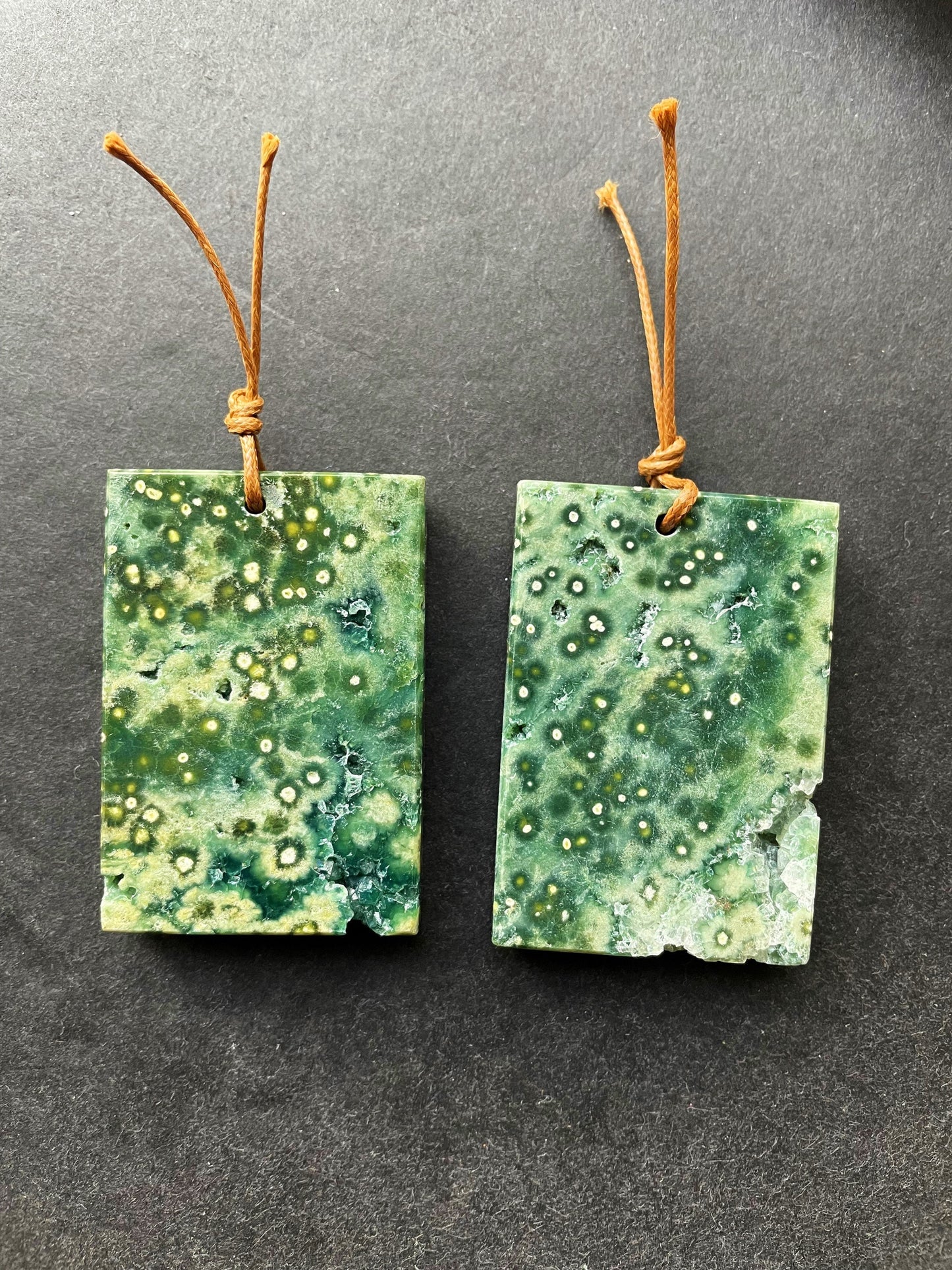 AAA Natural Ocean Jasper Druzy Gemstone Pendant 30x40mm Rectangle Shape Pendant