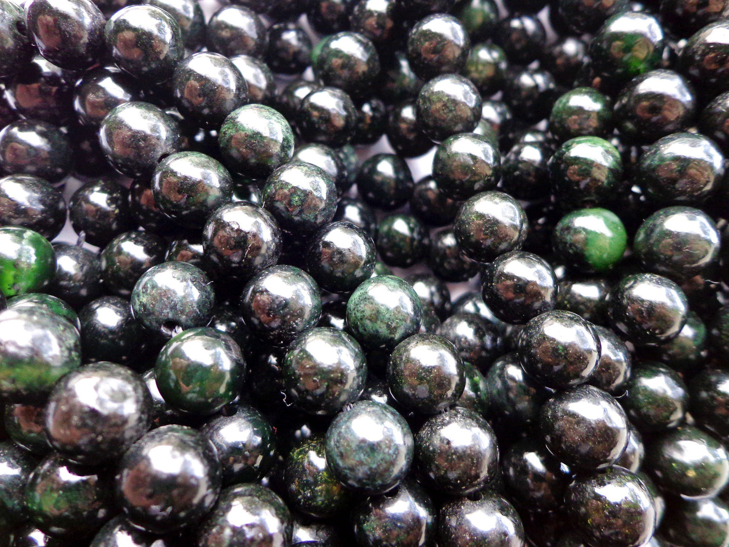 AAA Natural Black Obsidian Jade Gemstone Bead 6mm 8mm 10mm Smooth Round Beads, Beautiful Black Green Obsidian Jade Beads, Great Quality 15.5”