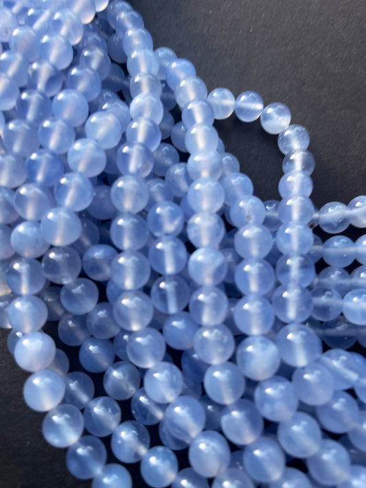 AAA Natural Blue Chalcedony Gemstone Bead 4mm 6mm 8mm 10mm 12mm Round Beads, Beautiful Natural Blue Chalcedony Gemstone Bead, Great Quality Beads