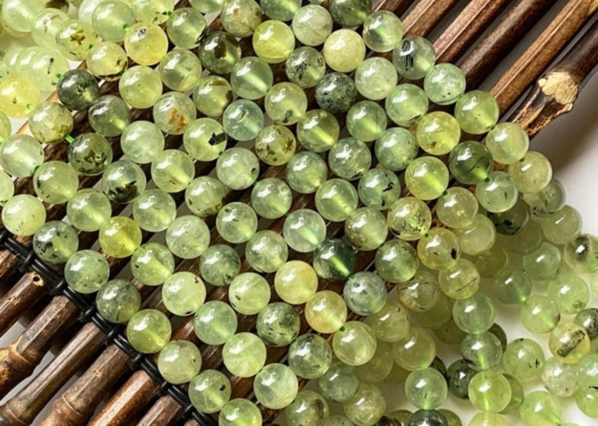 AAA Natural Prehnite Gemstone Bead 6mm 8mm 10mm 12mm Round Bead, Gorgeous Natural Green Prehnite Gemstone Bead