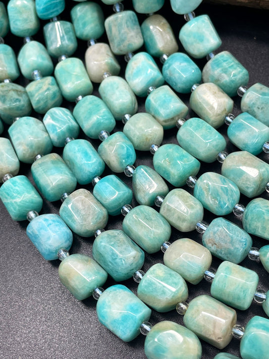 AA Natural Amazonite Gemstone Bead 9x12mm Faceted Nugget Shape, Beautiful Natural Blue Color Amazonite Gemstone Bead