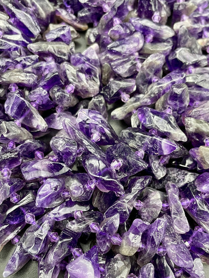 AAA Natural Amethyst Gemstone Bead 25x8mm Freeform Point Shape, Gorgeous Natural Purple Color Amethyst Bead