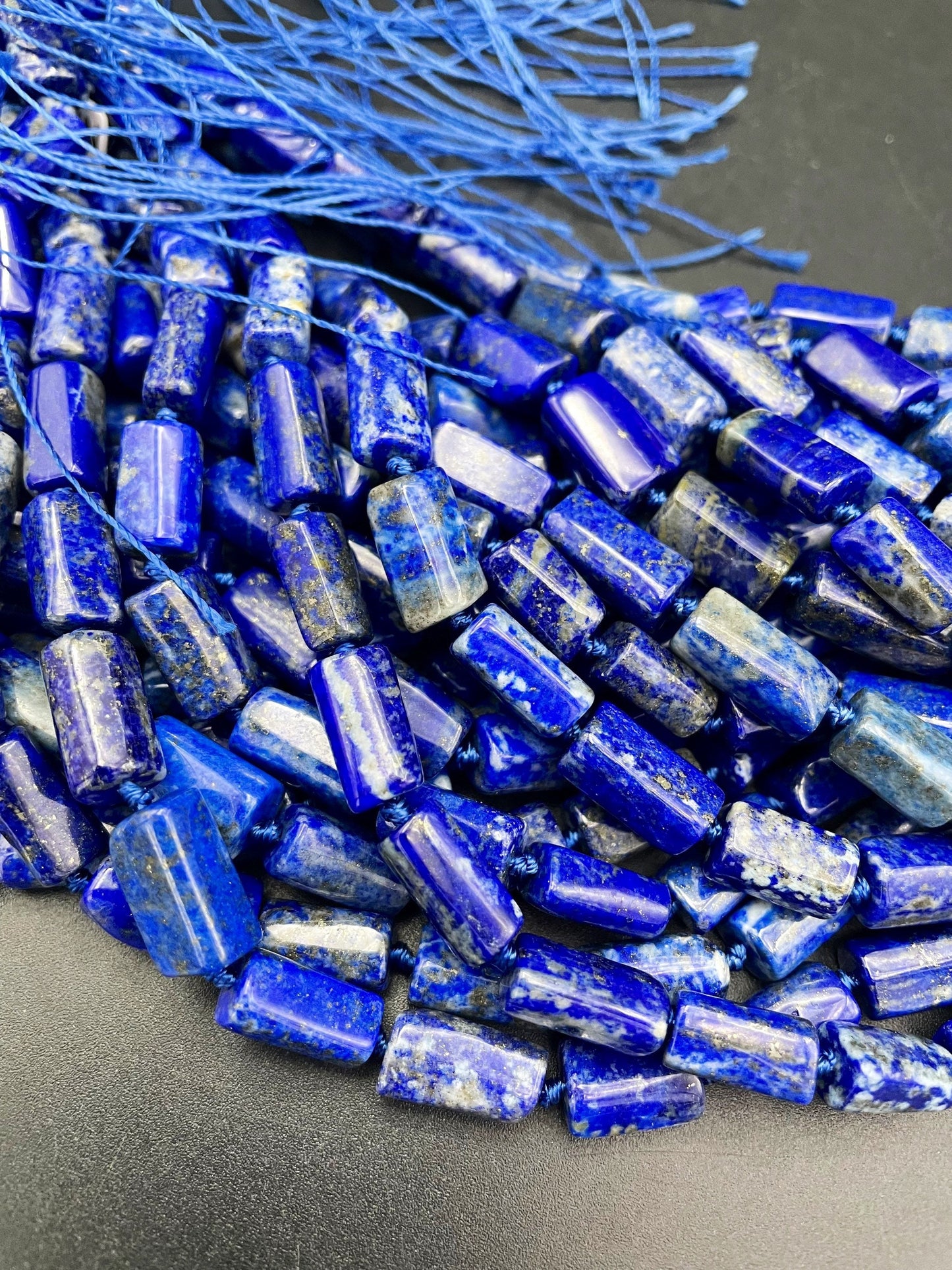 AAA Natural Lapis Lazuli Gemstone Bead Faceted 8x12mm Tube Shape Bead, Gorgeous Natural Royal Blue Color Lapis Lazuli Gemstone bead