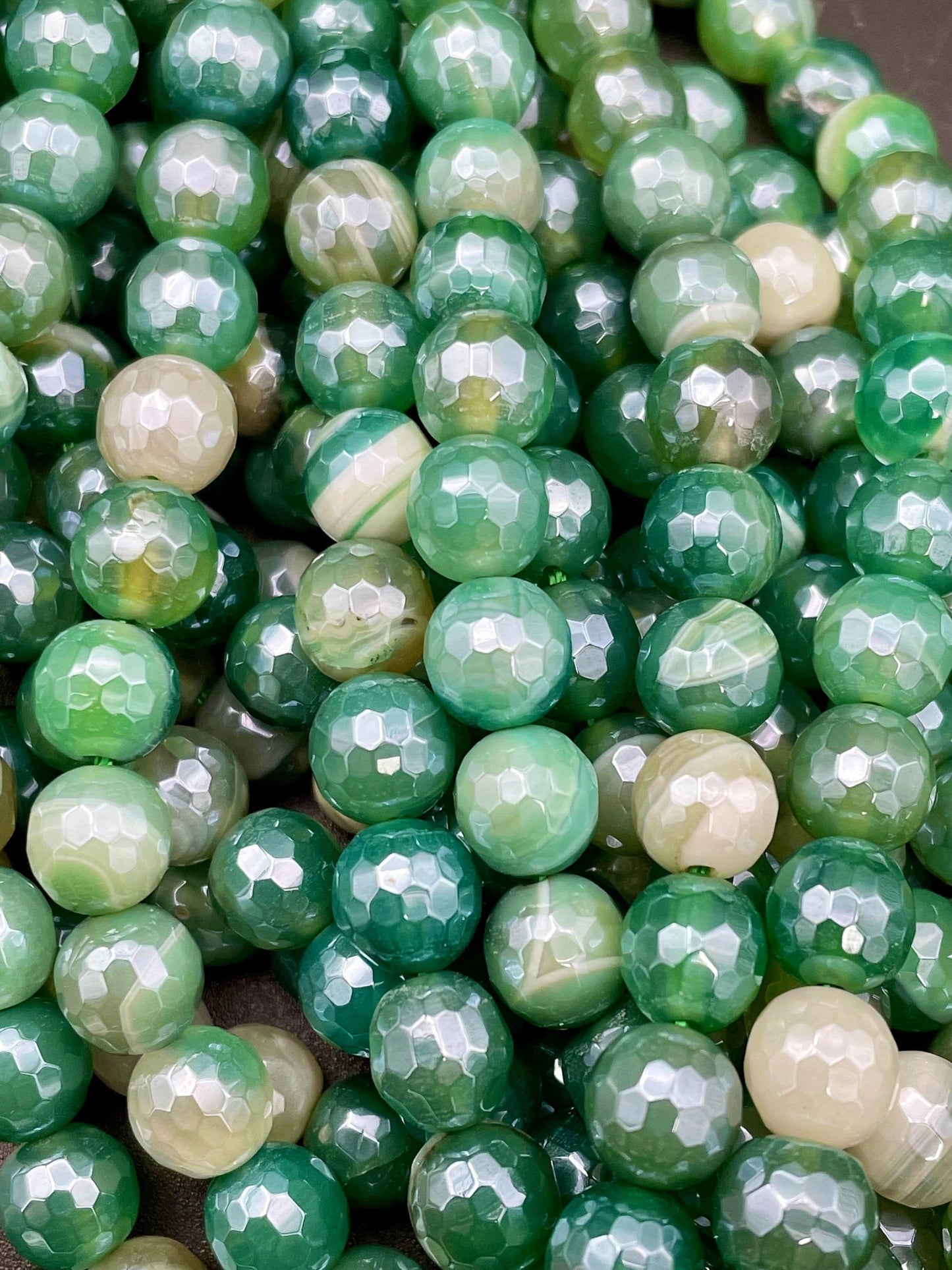 Beautiful Mystic Agate Gemstone Bead Faceted 6mm 8mm 10mm 12mm Round Beads, Beautiful Green Color Agate Gemstone Bead