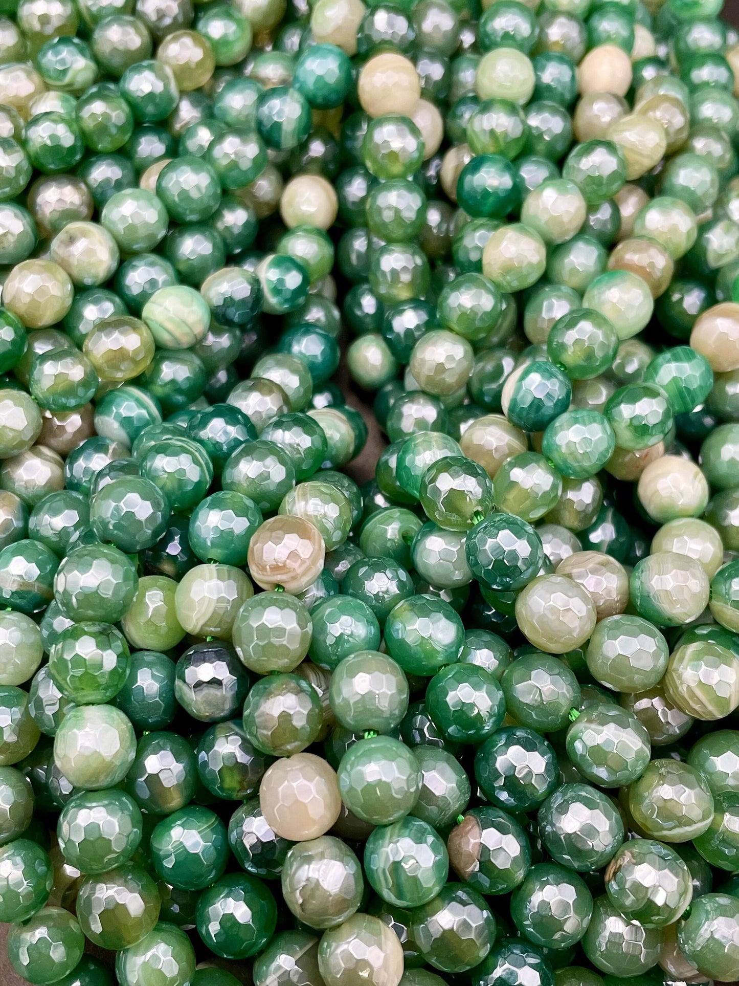 Beautiful Mystic Agate Gemstone Bead Faceted 6mm 8mm 10mm 12mm Round Beads, Beautiful Green Color Agate Gemstone Bead