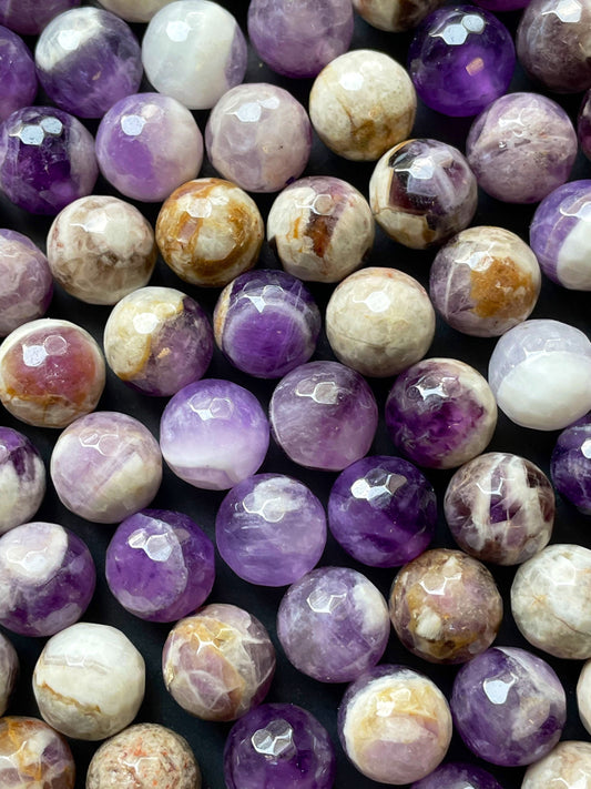 AAA Natural Flower Amethyst Gemstone Bead 6mm 8mm 10mm 12mm Round Beads, Gorgeous Natural Purple Color Amethyst Bead, Full Strand 15.5"