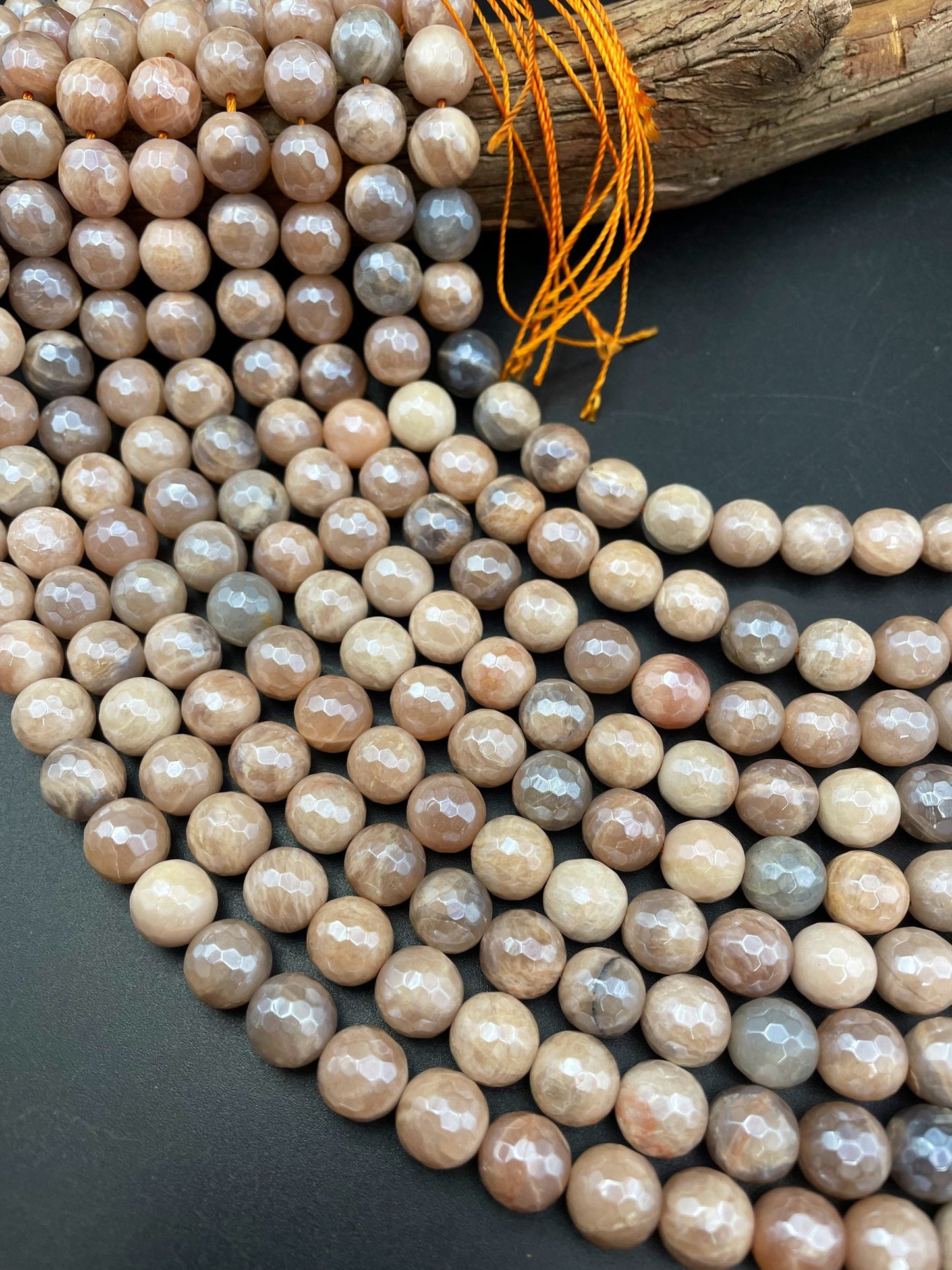 AAA Mystic Natural Sunstone Bead - Faceted 6mm 8mm 10mm 12mm Round Bead - Gorgeous Natural Creamy Brown Color Sunstone - High Quality