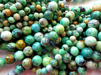 AAA NATURAL African Variscite Gemstone Bead 6mm 8mm 10mm 12mm Round Beads, Gorgeous Green African Variscite Round Beads