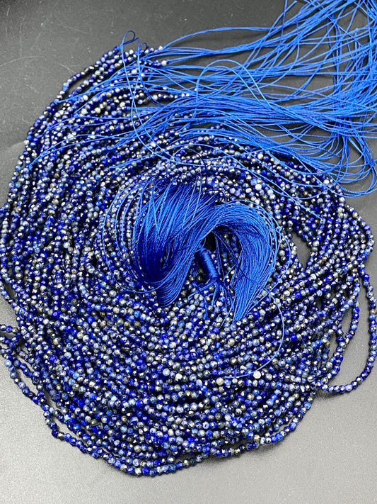 AAA Natural Lapis Lazuli Gemstone Bead Faceted 2mm Round Bead, Beautiful Natural Royal Blue Color Lapis Lazuli Gemstone Beads
