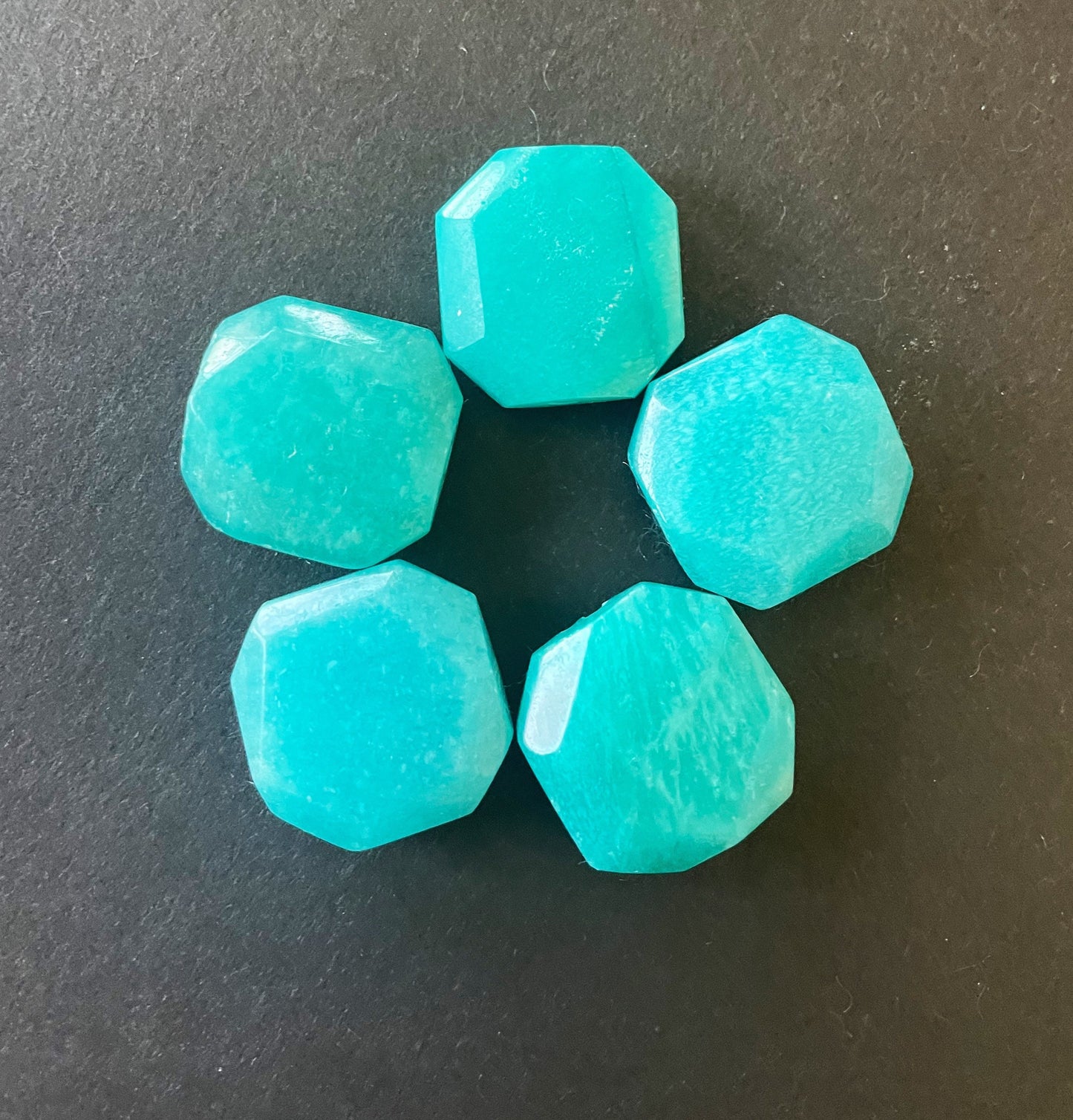 AAA Natural amazonite stone bead. Faceted 17x17mm square shape. Gorgeous blue color. High quality gemstone bead!