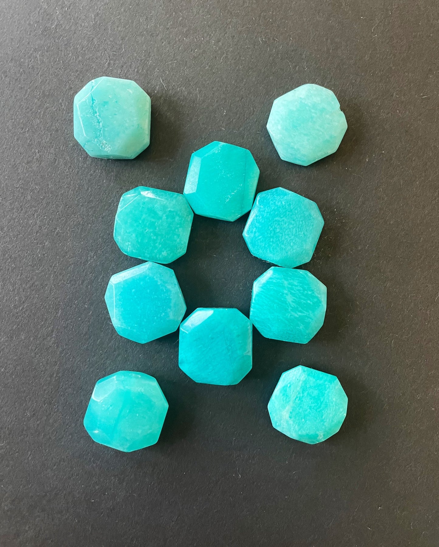 AAA Natural amazonite stone bead. Faceted 17x17mm square shape. Gorgeous blue color. High quality gemstone bead!