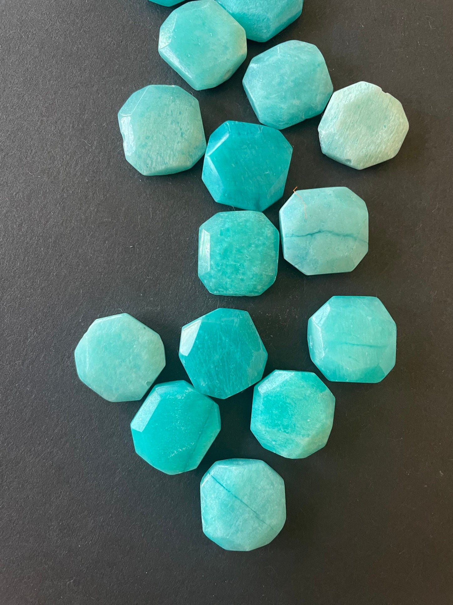 AAA Natural amazonite stone bead. Faceted 17x17mm square shape. Gorgeous blue color. High quality gemstone bead!