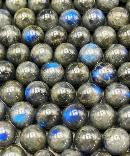 AAA Natural Blue Flash Black Labradorite Gemstone Bead 6mm 8mm 10mm Round Bead, Beautiful Natural Gray Color Blue Flash Labradorite Gemstone Bead