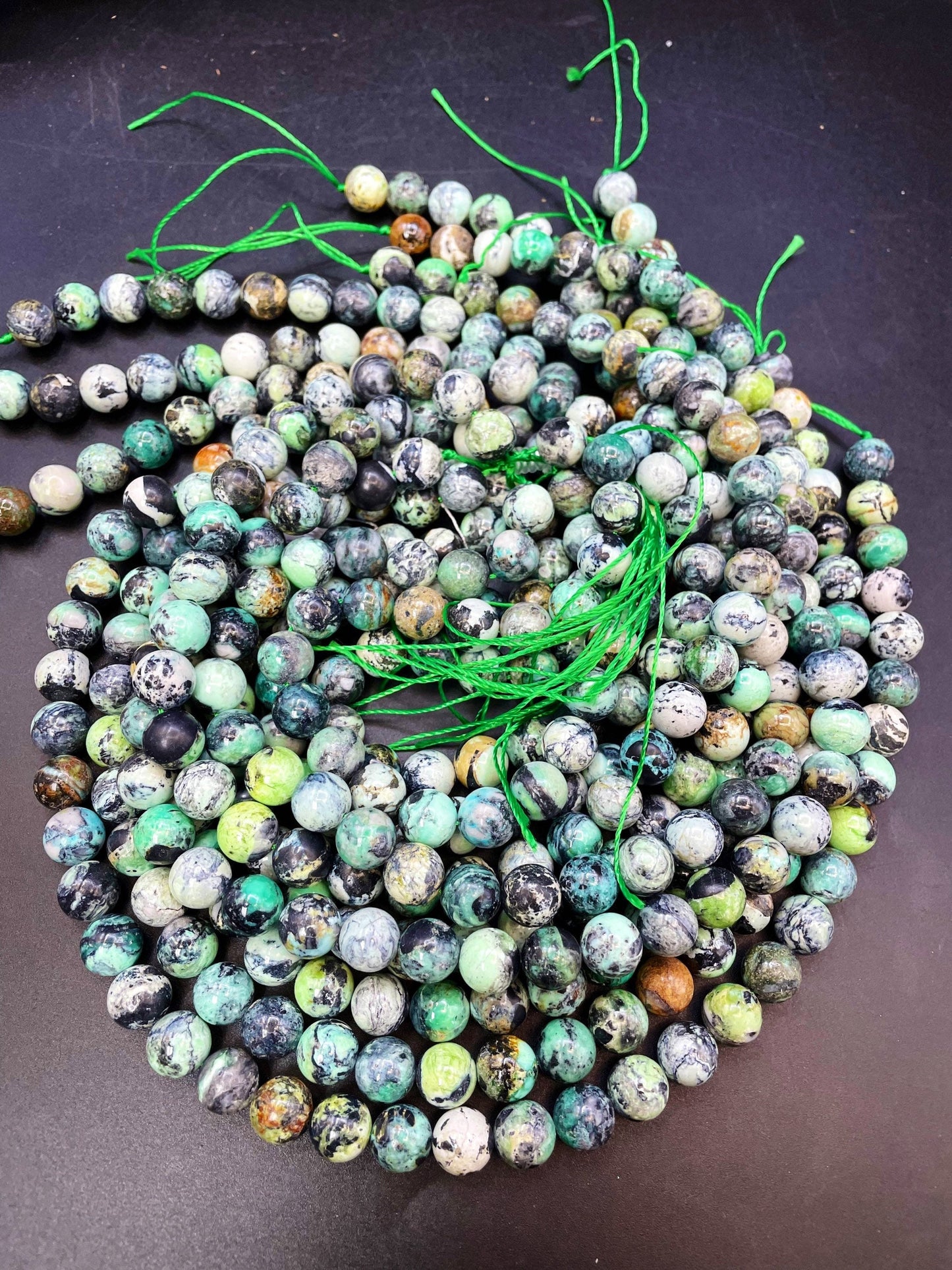 AAA Natural Dark Variscite Gemstone Bead 6mm 8mm 10mm Round Bead, Beautiful Natural Green Black Brown Color Gemstone Bead, High Quality Variscite