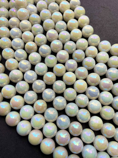 Mystic Rainbow Moonstone Gemstone Bead 4mm 6mm 8mm 10mm 12mm Round Beads, Beautiful Rainbow White Color Mystic Moonstone Bead