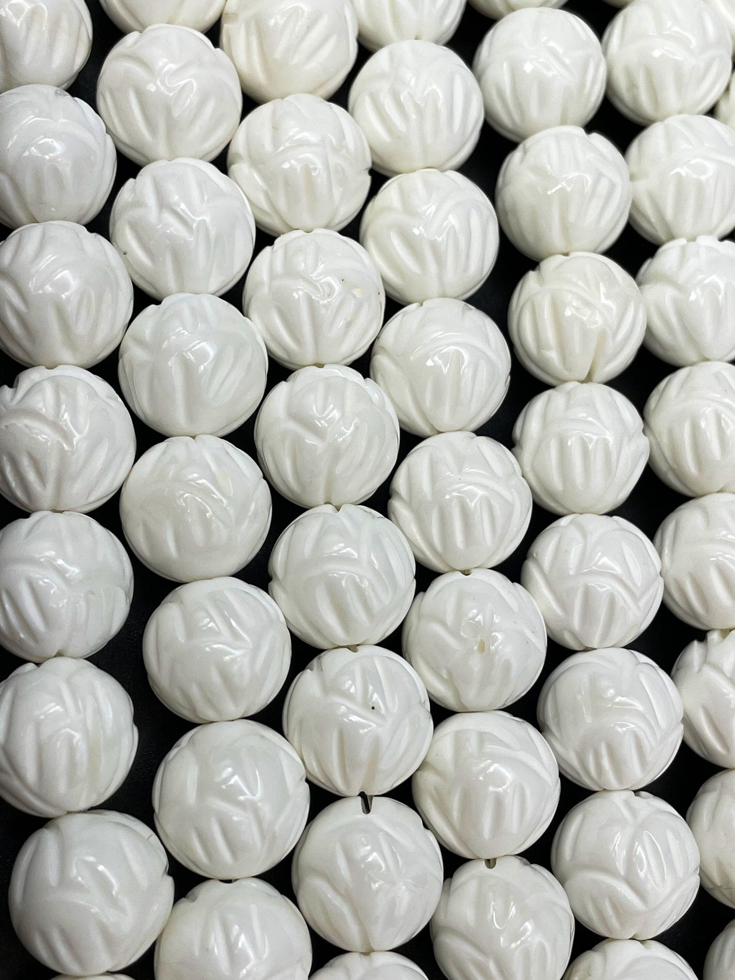 AAA Natural Hand Carved Shell Bead 8mm 10mm 12mm Round Beads, Unique Hand Carved White Shell High Quality Beads
