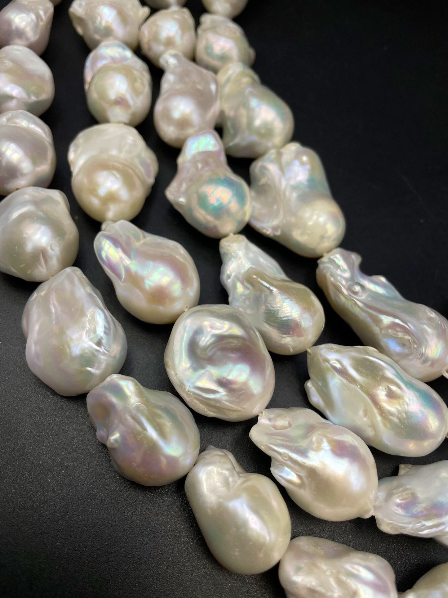 AA Natural Baroque Pearl Bead Natural Freeform Shape About 15-30mm, Beautiful Natural Ivory White Color Baroque Pearl Full Strand 15.5"