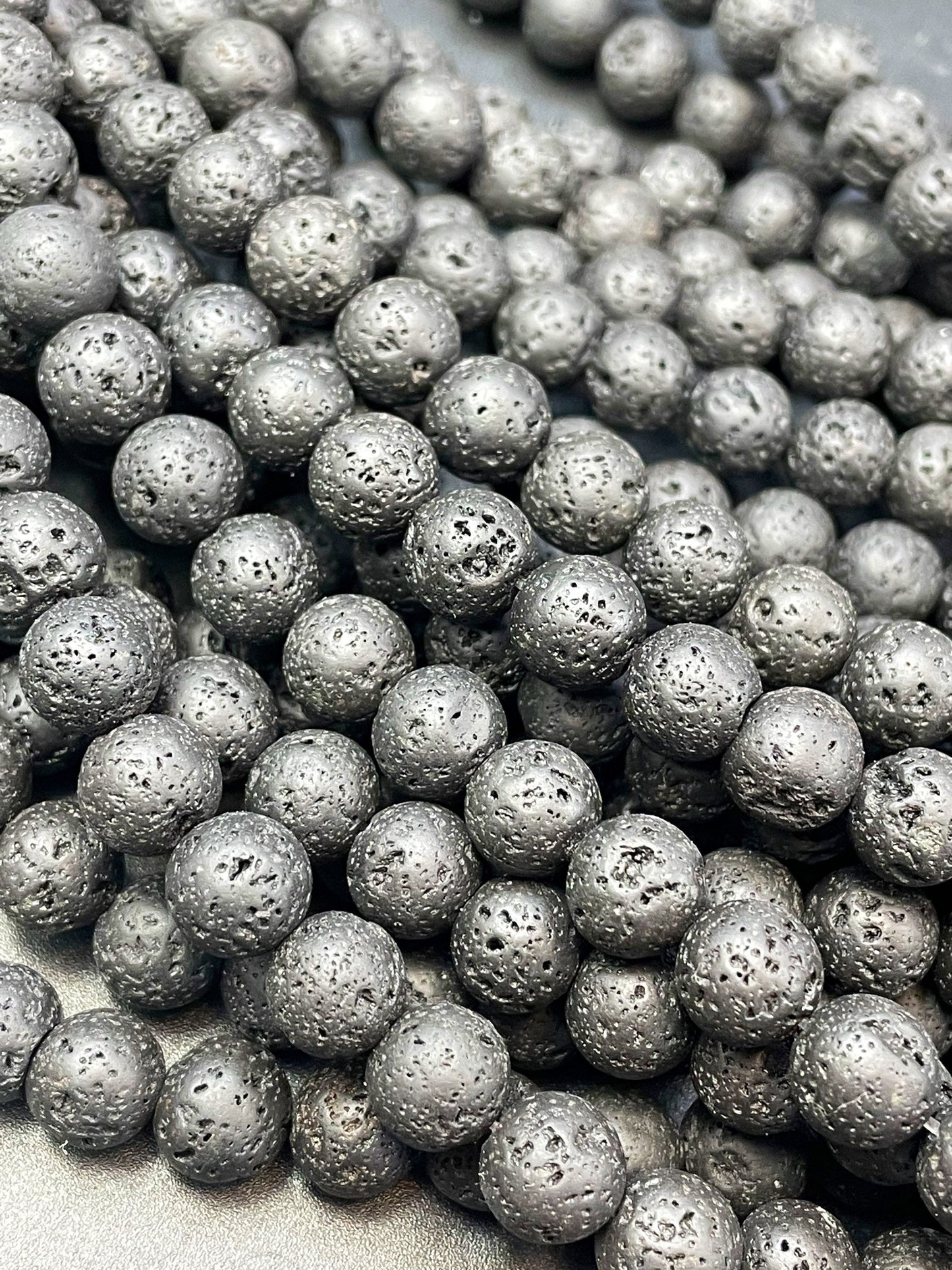 AAA Natural Lava Rock Stone Bead 4mm 6mm 8mm 10mm 12mm Round Bead, Beautiful Natural Black Color Lava Rock Stone Bead, Full Strand 15.5"