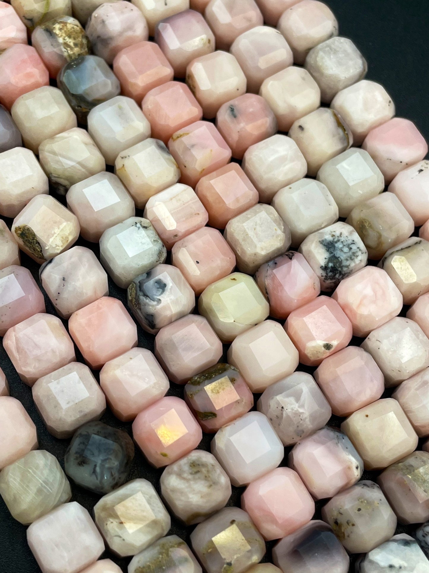 AAA Natural Pink Opal Gemstone Bead Faceted 8mm Cube Shape, Beautiful Natural Pink Color Opal Gemstone Bead, High Quality Beads