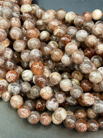 AA Natural Mica Fire Funstone 6mm 8mm 10mm Round Beads, Gorgeous Natural Brown Orange Mica Fire Sunstone Bead, High Quality